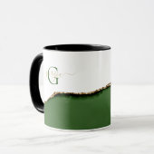 Gouden Glitter en Groene Agaat Monogram Naam Mok (Voorkant links)