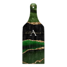 Gouden Glitter en Groene Agaat Monogram