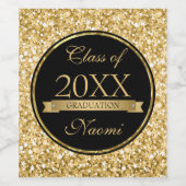 Gouden glitter en lint - Afstuderen Wijn Etiket (Enkel label)