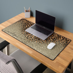 Gouden Glitter en Luipaard Patroon - Personalisere Bureaumat