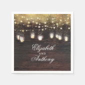 Gouden Glitter en Mason Jar Lights Rustiek Servetten (Voorkant)