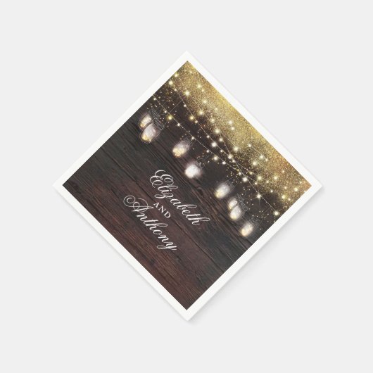 Gouden Glitter en Mason Jar Lights Rustiek Servetten (Hoek)