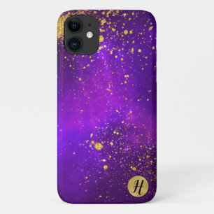 Gouden Glitter en Paarse Galaxy Phone Case