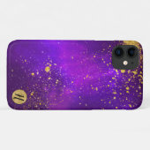 Gouden Glitter en Paarse Galaxy Phone Case (Achterkant (horizontaal))