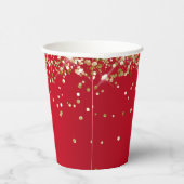 Gouden Glitter en Rood 30ste verjaardag Papieren Bekers (Rechts)