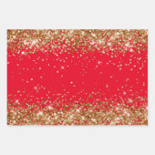 Gouden Glitter en Rood Inpakpapier Vel (Voorkant)