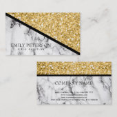 Gouden glitter en wit marmer visitekaartje (Voorkant / Achterkant)