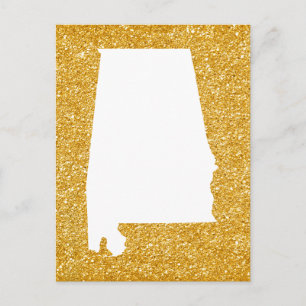 Gouden Glitter en Witte Alabama Briefkaart