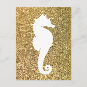 Gouden Glitter en Witte Zeepaard Briefkaart