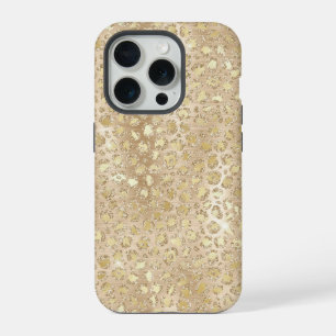 Gouden Glitter Fancy Cheetah Pattern iPhone 15 Pro Hoesje