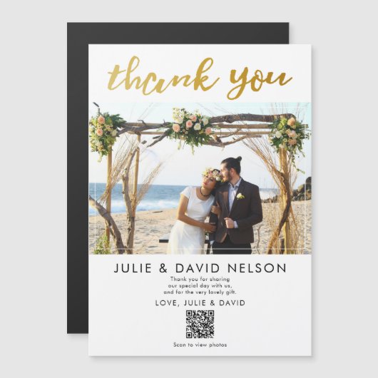 gouden glitter faux folie Wedding dank u QR Code (Voorkant / Achterkant)