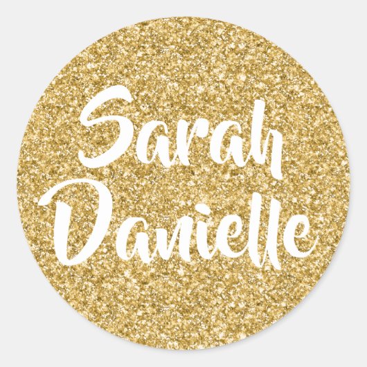 Gouden Glitter Favor Sticker (Voorkant)