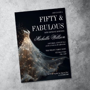 Gouden Glitter Fifty en Prachtige Jurk Kaart