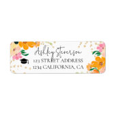 Gouden glitter floraal sinaasappel botanisch afstu etiket (Voorkant)