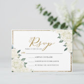 Gouden Glitter Floral Nuestra Boda Wedding RSVP Kaart (Staand voorkant)