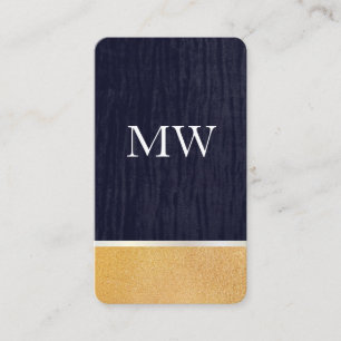 Gouden Glitter / Fluweelblauw met Monogram Visitekaartje