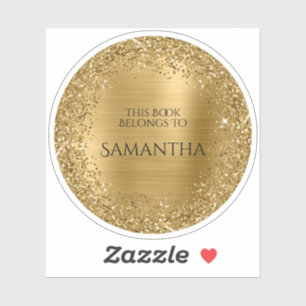 Gouden Glitter Folie Dit Boek Behoort Aan Cirkel Sticker