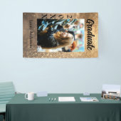 Gouden glitter foto afstuderen voeg naam klasse te spandoek (Beurs)