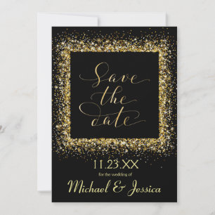 Gouden Glitter Frame - Bewaar de Datum Kaart