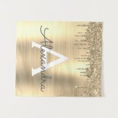 Gouden Glitter Geborsteld Metal Monogram Naam Wandkleed (Voorkant (horizontaal))