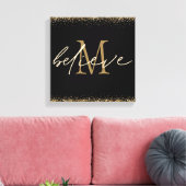 Gouden Glitter Geloof Script Monogram Eerste Lette Canvas Afdruk (Insitu (Woonkamer))