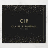 Gouden Glitter Geometrische Elegante Bruiloft Sparkling Wijnetiket (Enkel label)