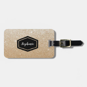 Gouden glitter gepersonaliseerd bagagelabel