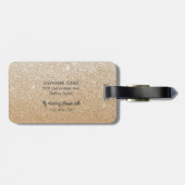 Gouden glitter gepersonaliseerd bagagelabel (Achterkant horizontaal)
