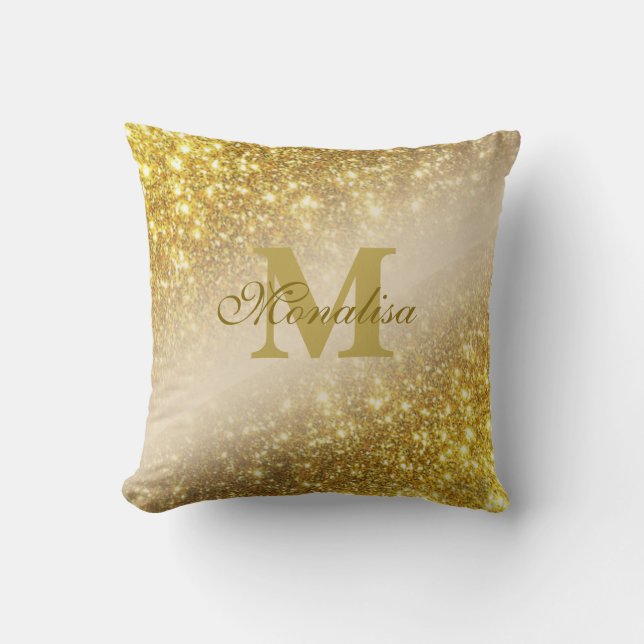 Gouden glitter gepersonaliseerd kussen (Voorkant)