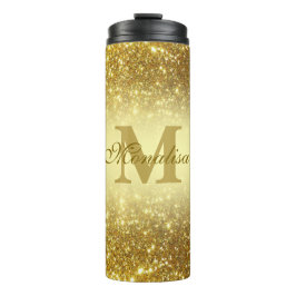 Gouden glitter gepersonaliseerd thermosbeker