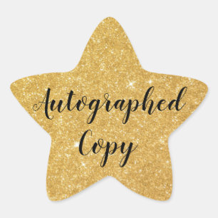 Gouden Glitter gesigneerd exemplaar Auteur Schrijv Ster Sticker