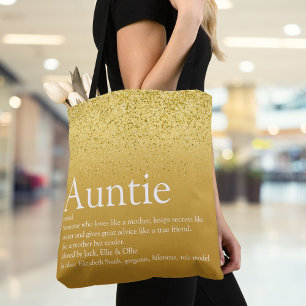 Gouden Glitter Glam Fun Cool Tante Tante Definitie Draagtas