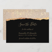Gouden Glitter Glam Zwart Save the Day kaart (Voorkant / Achterkant)