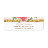 Gouden Glitter Glamour  Bloemen Roze Bruiloft