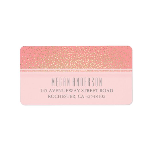 Gouden Glitter Glamour Roze Bruiloft Etiket (Voorkant)