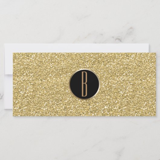 Gouden Glitter Glans Glam Monogram Cadeaubon (Voorkant)