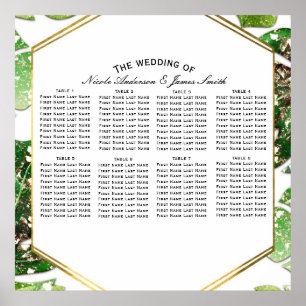Gouden Glitter Glans Tropische Bladeren Zitplaatsk Poster