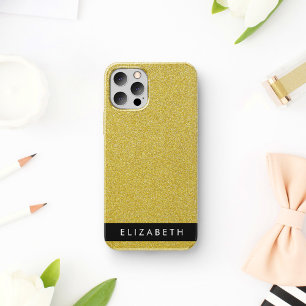 Gouden Glitter, Glitter Achtergrond, Jouw naam iPhone 12 Pro Hoesje