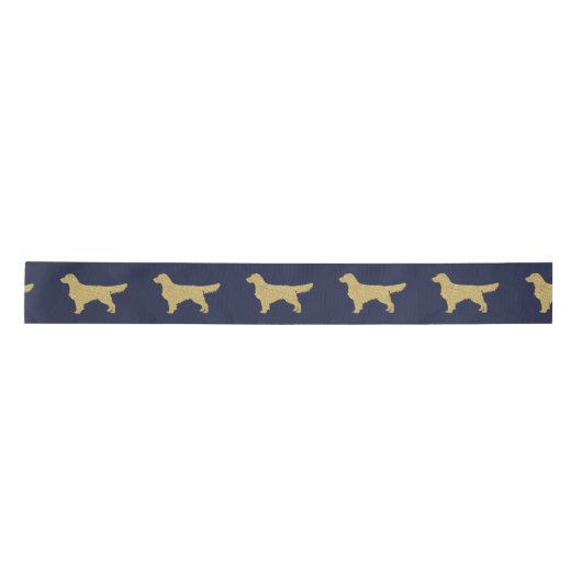 Gouden Glitter Golden Retriever marineblauw Lint (Voorkant)