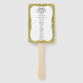 Gouden Glitter Goud Infinity Hart Trouwprogramma Handwaaier (Achterkant)