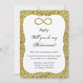 Gouden Glitter Goud Oneindig Bruidsmeisje Kaart (Voorkant)