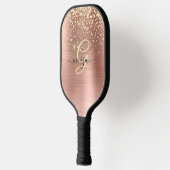 Gouden Glitter, Gouden Monogram, Zwart Script Naam Pickleball Paddle (Links)
