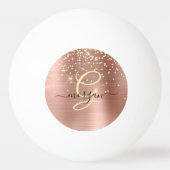 Gouden Glitter, Gouden Monogram, Zwart Script Naam Pingpongballen (Achterkant)
