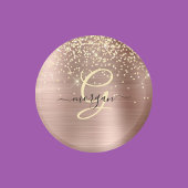 Gouden glitter, gouden monogram, zwarte naam in sc magneet