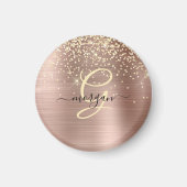 Gouden glitter, gouden monogram, zwarte naam in sc magneet (Voorkant)