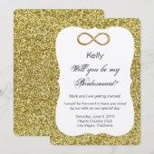 Gouden Glitter Gouden Oneindigheid Bruidsmeisje Ka Kaart (Voorkant / Achterkant)