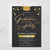 Gouden Glitter Graduation Cap Afstuderen Kaart (Voorkant)