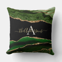 Gouden Glitter Groene Agaat Geode Monogram