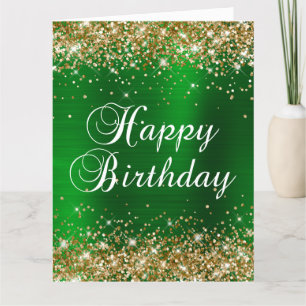 Gouden Glitter Groene Folie Grote Gelukkige Verjaa Kaart