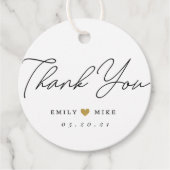 Gouden Glitter Hart Bruiloft Dank u Ronde Bedankjes Labels (Voorkant)